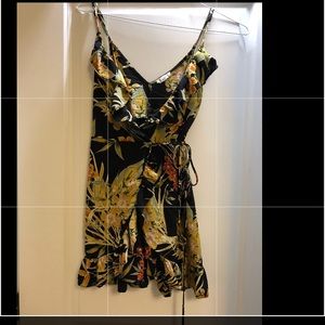 Tropical Print Wrap Dress
